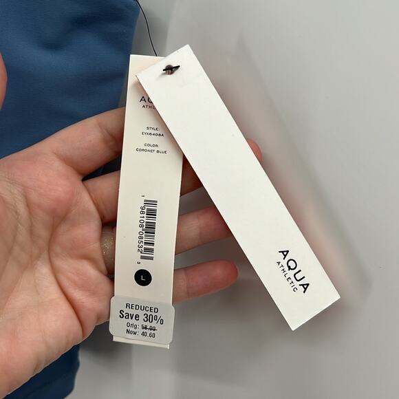 Aqua Women's Athletic Tank Top with built in shelf bra - Coronet Blue - L - NWT - Picture 2 of 4